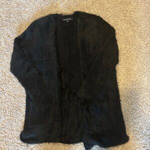 Colleen Lopez Black Cardigan Sweater Open-Front Knit